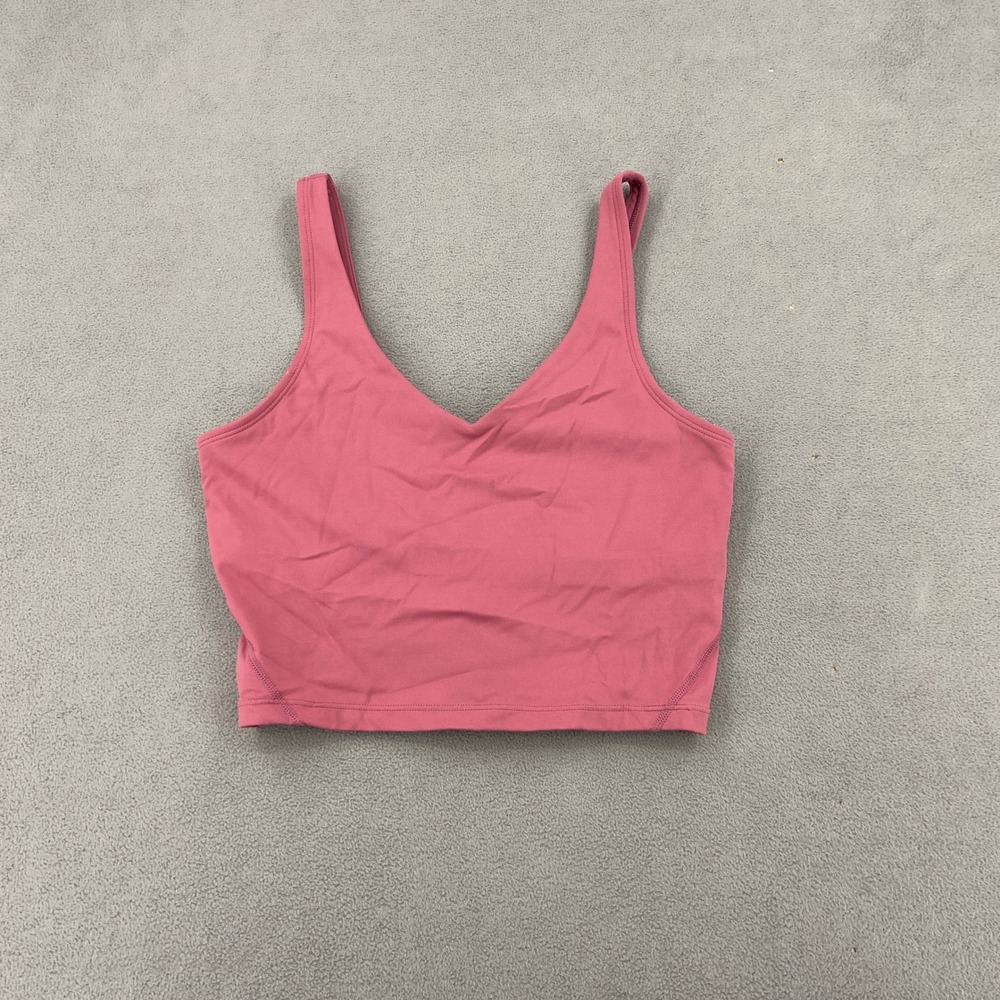 Unbranded Rose Pink V-Neck Athletic Crop Top Tank Built-in Bra Small